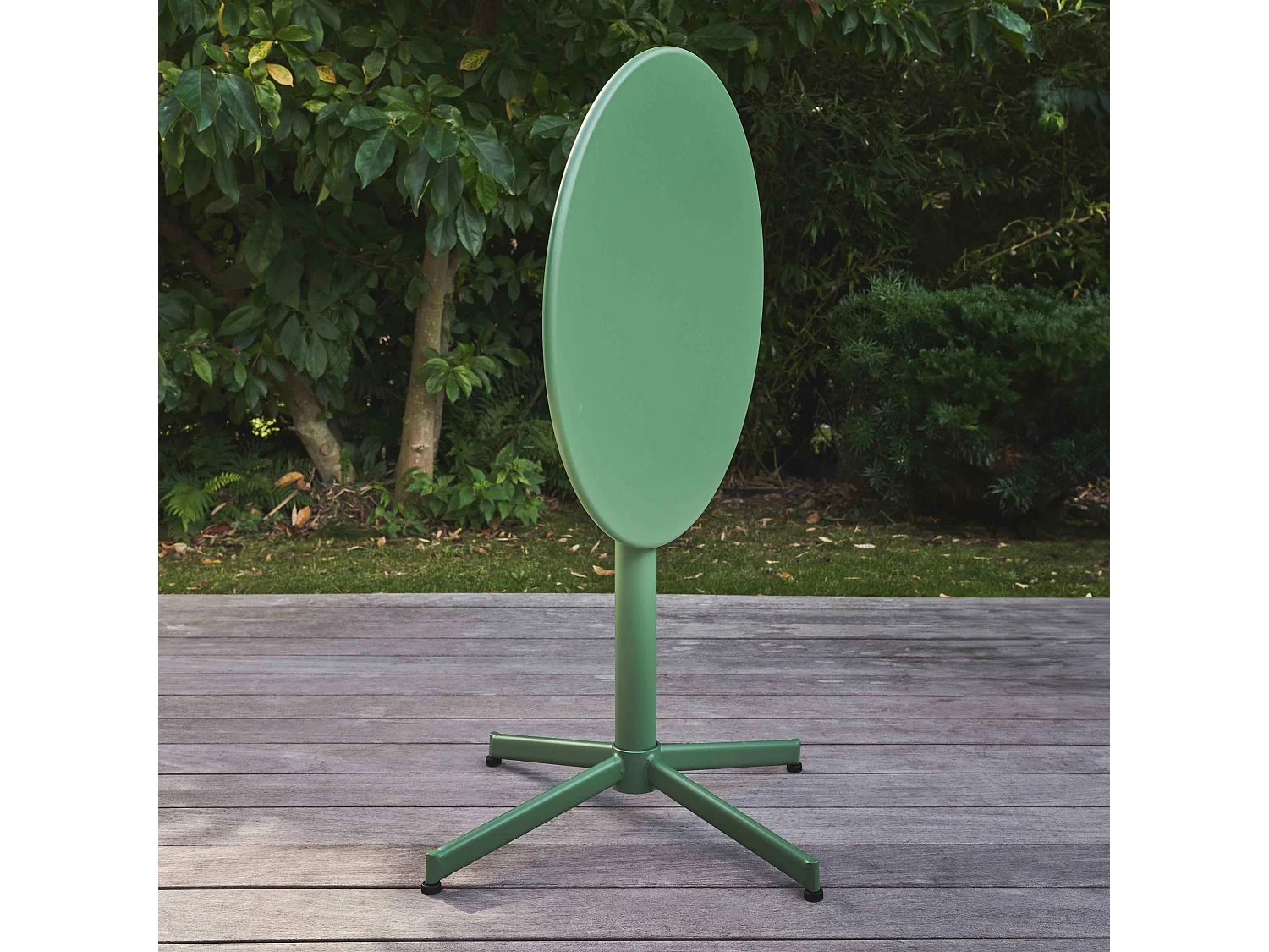 Table de jardin ronde bistro inclinable en acier vert cactus - Palavas
