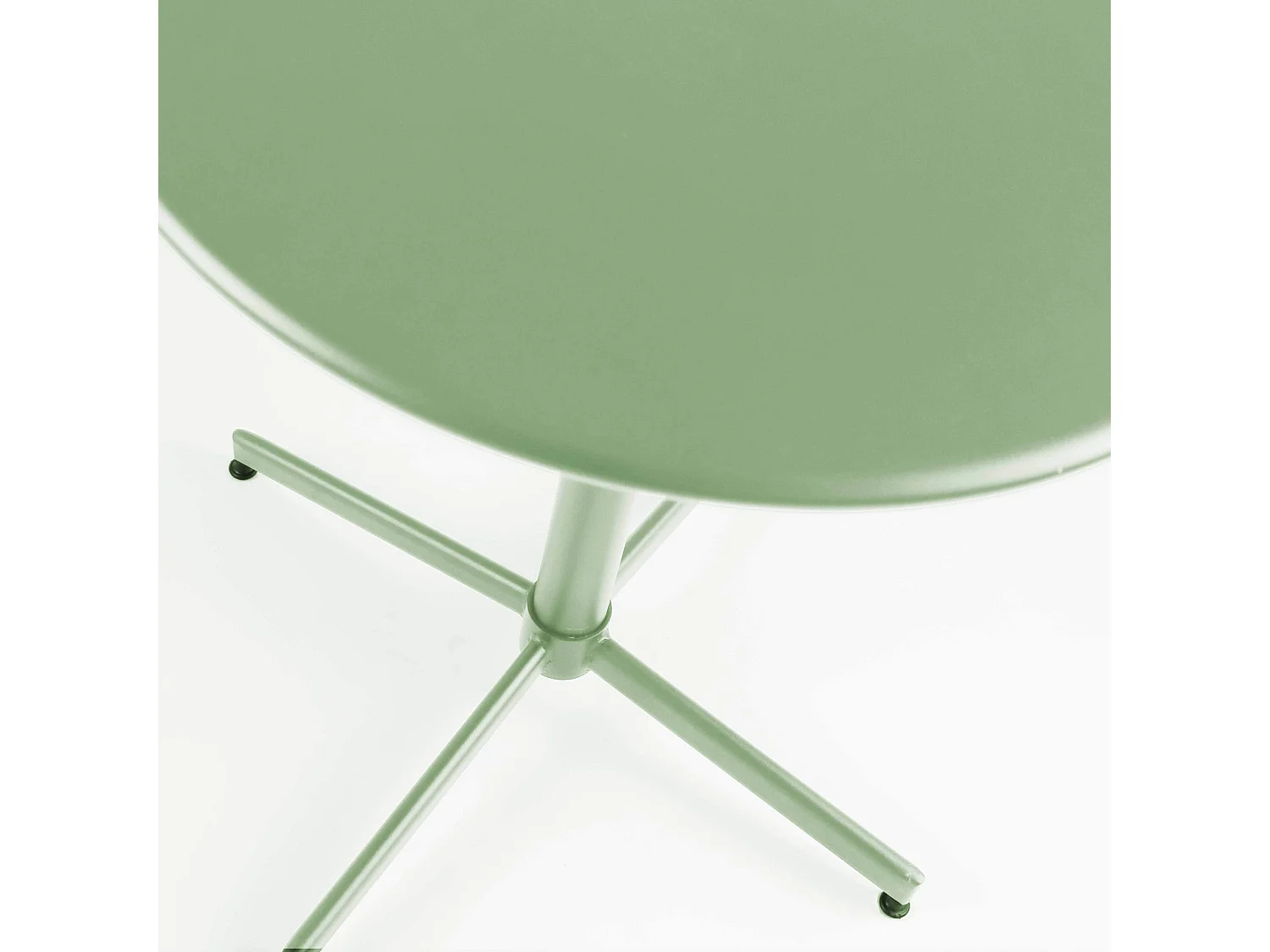 Table de jardin ronde bistro inclinable en acier vert cactus - Palavas
