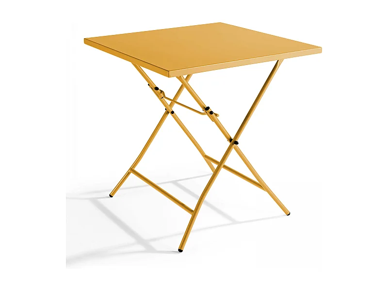 Table de jardin pliante carrée en acier jaune - Palavas