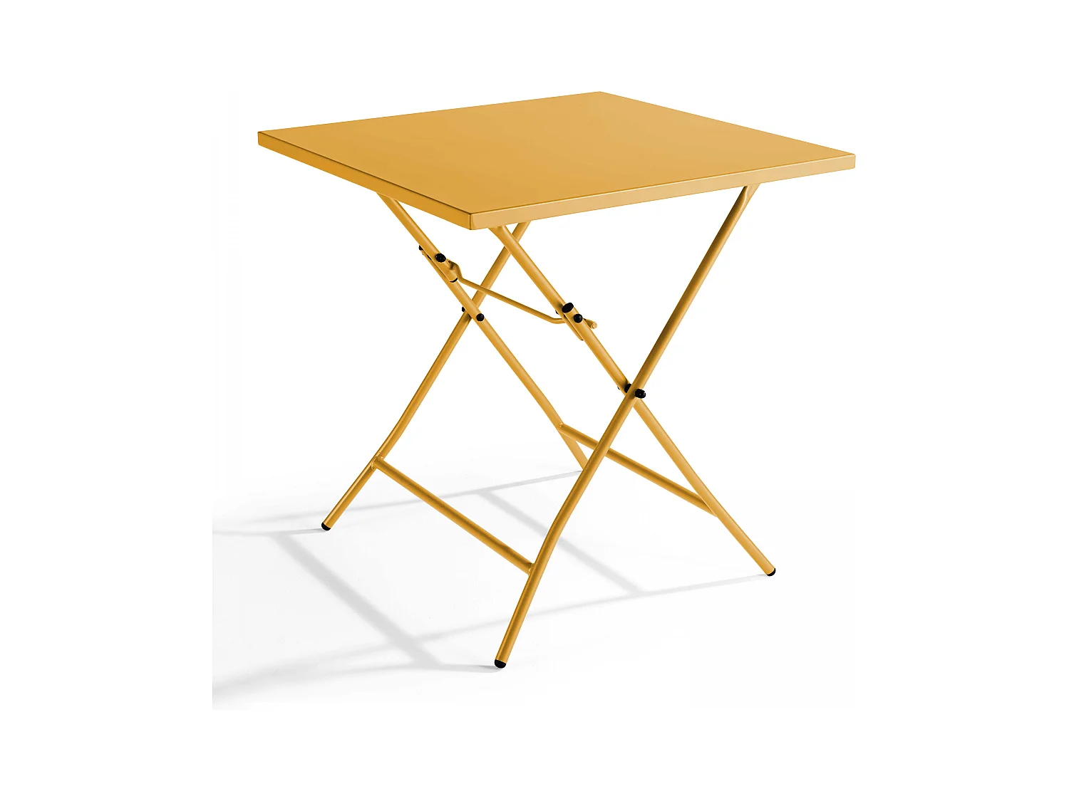 Table de jardin pliante carrée en acier jaune - Palavas