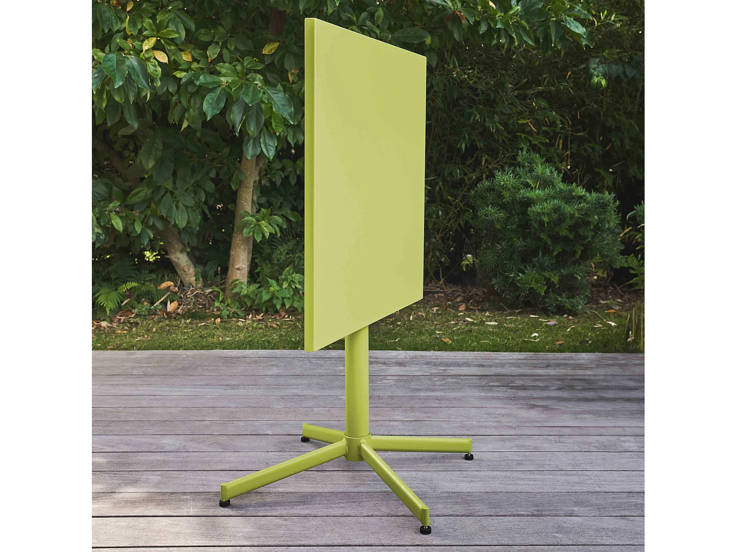 Table de jardin carrée bistro inclinable en acier vert - Palavas