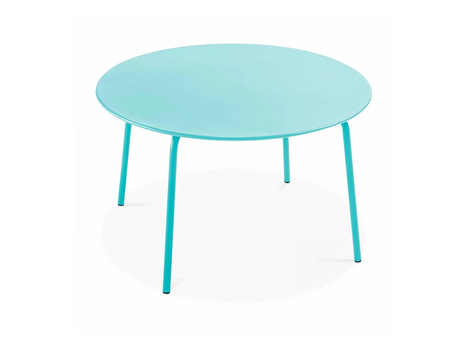 Table de jardin ronde en acier turquoise 120 cm - Palavas