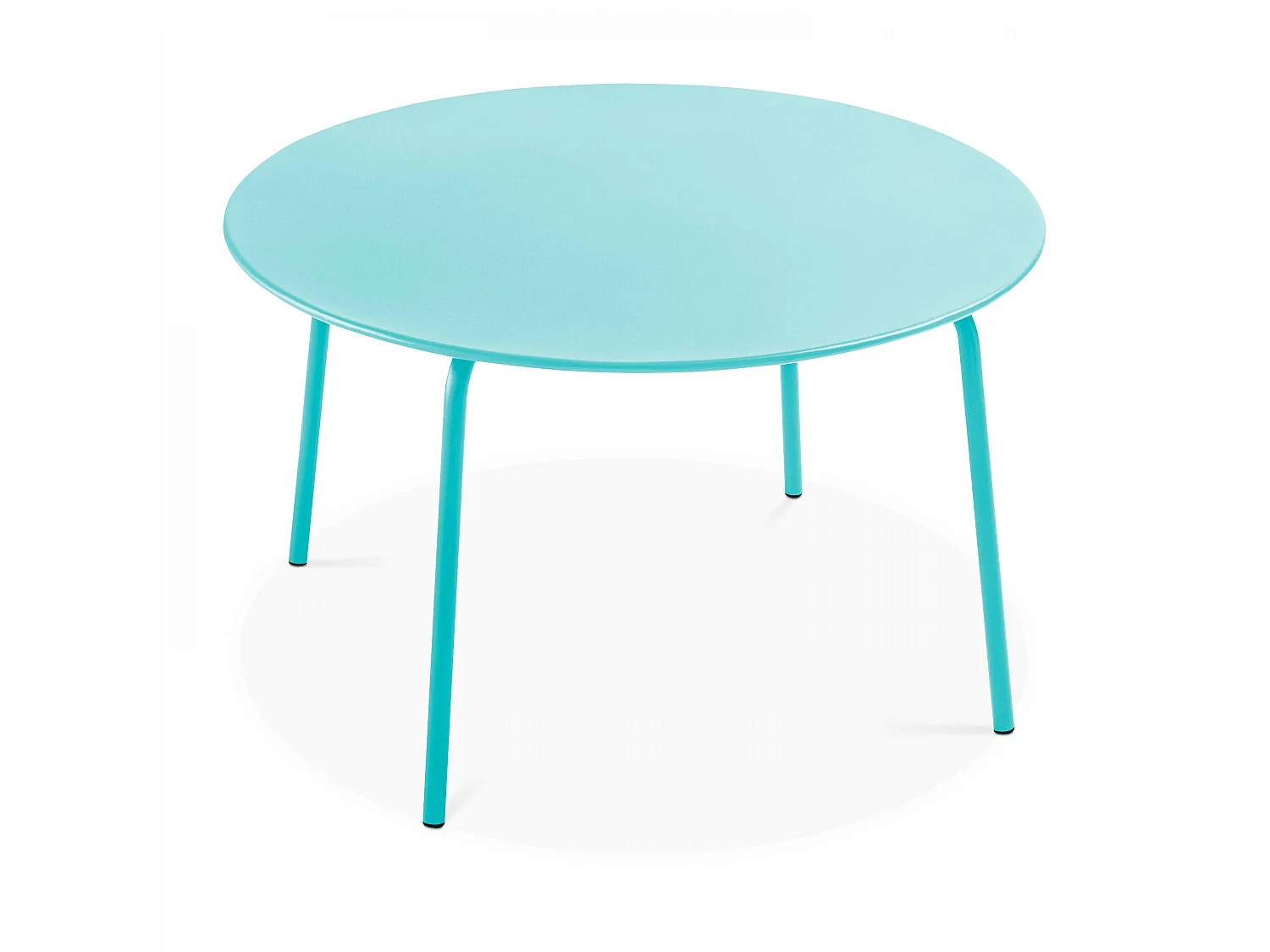 Table de jardin ronde en acier turquoise 120 cm - Palavas