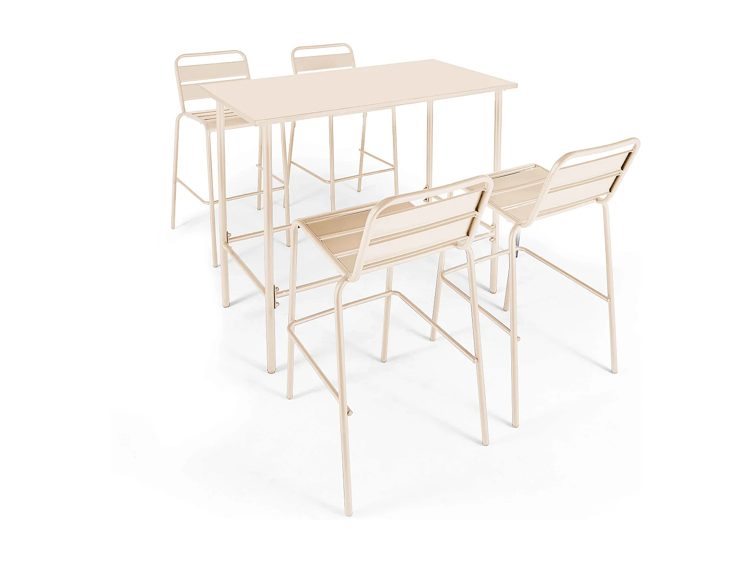 Table haute de jardin en métal ivoire 120 cm - Palavas