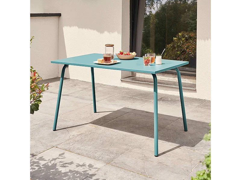 Table de jardin en acier 120 x 70 cm turquoise - Palavas