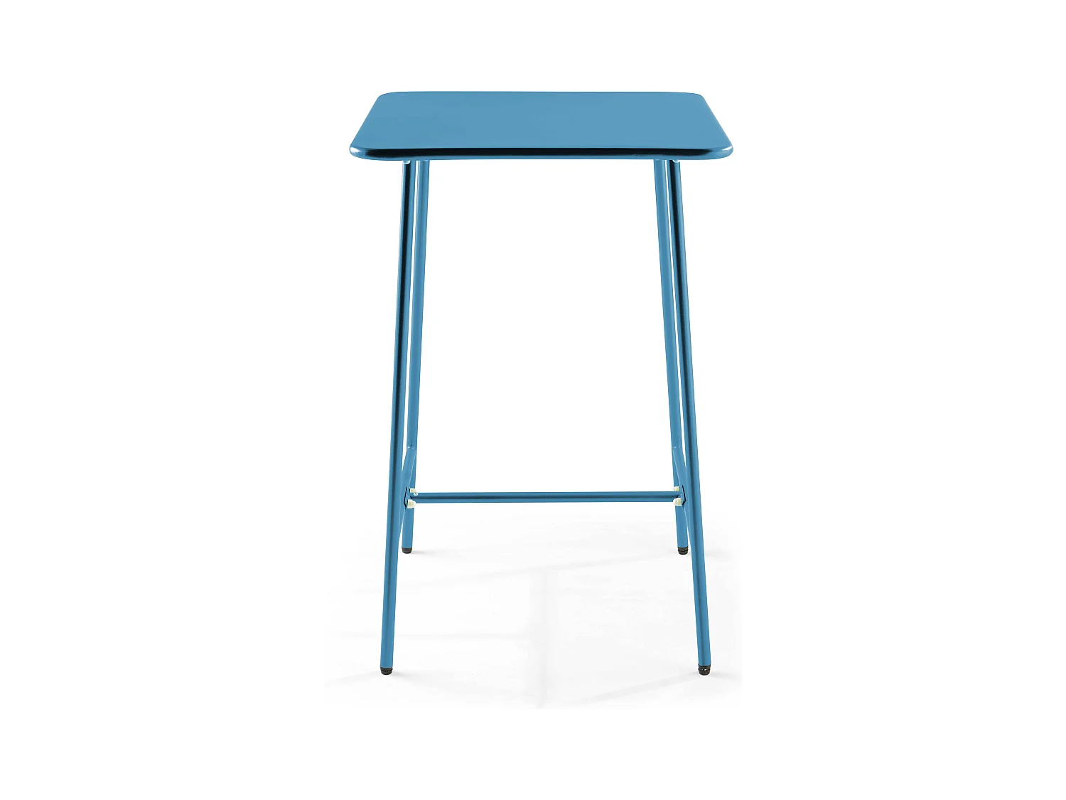 Table haute de jardin carrée en acier bleu pacific - Palavas