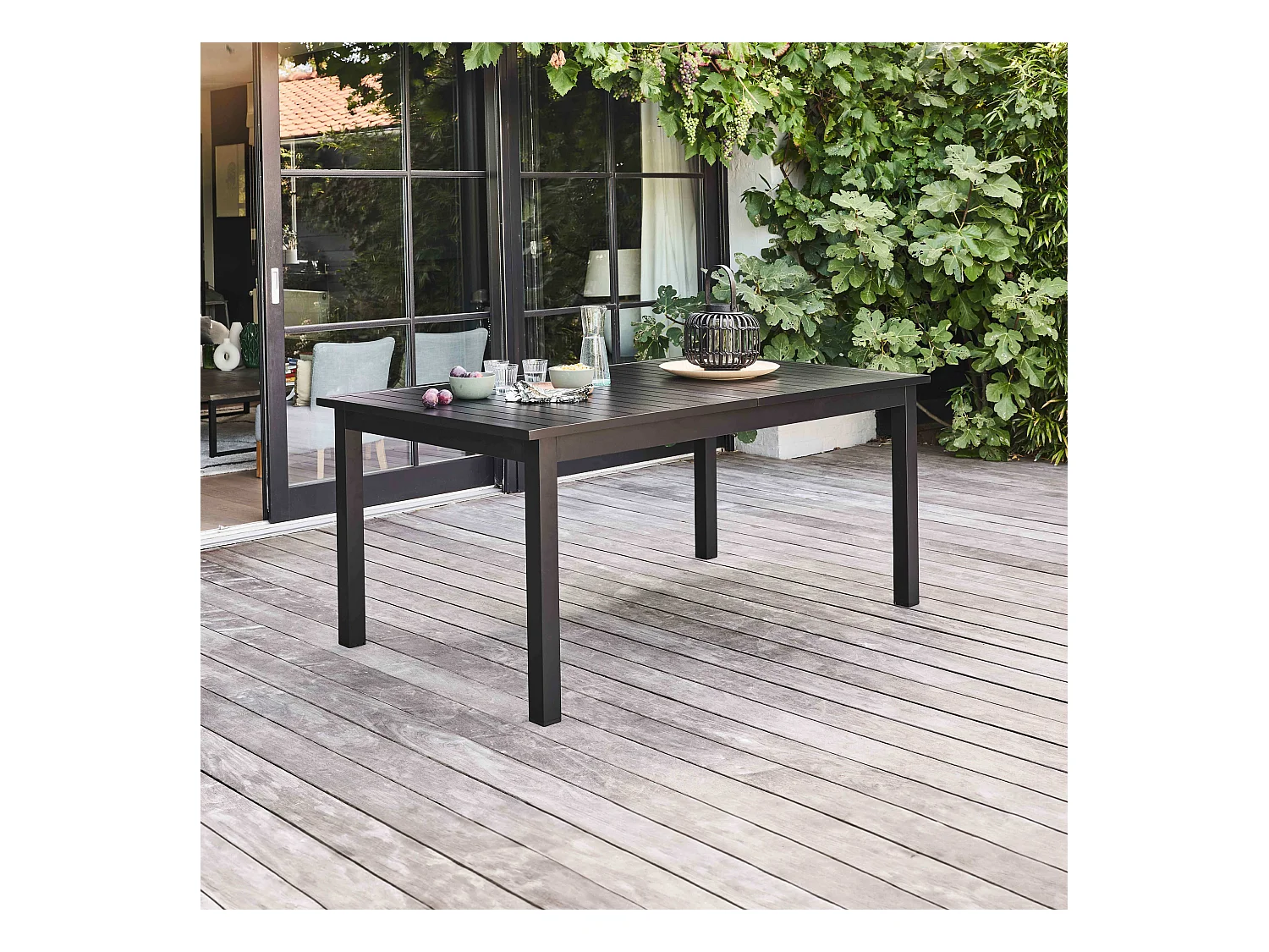 Uitbreidbare zwarte tuinset