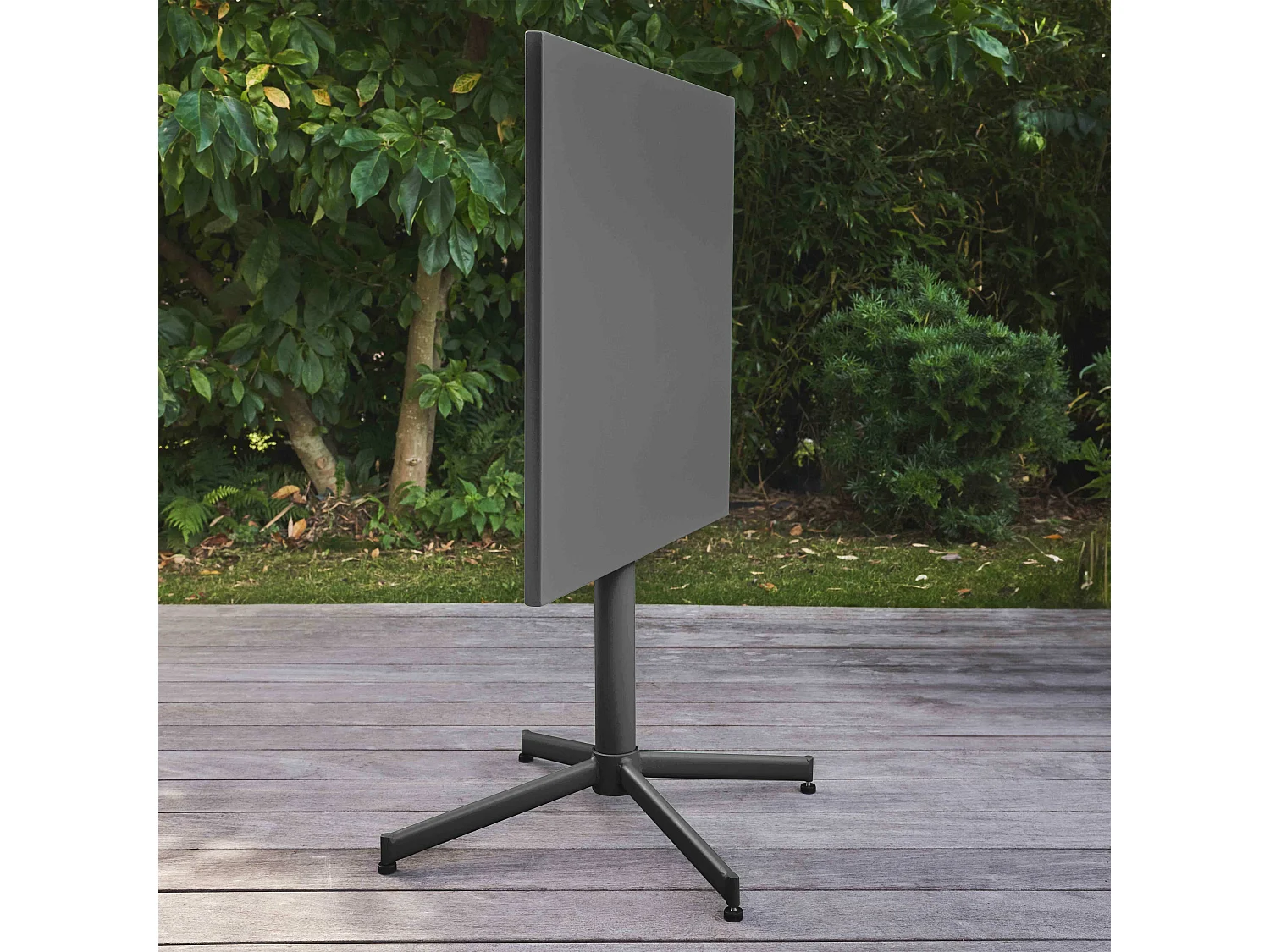 Vierkante kantelbare bistro tuinsettafel in grijs staal