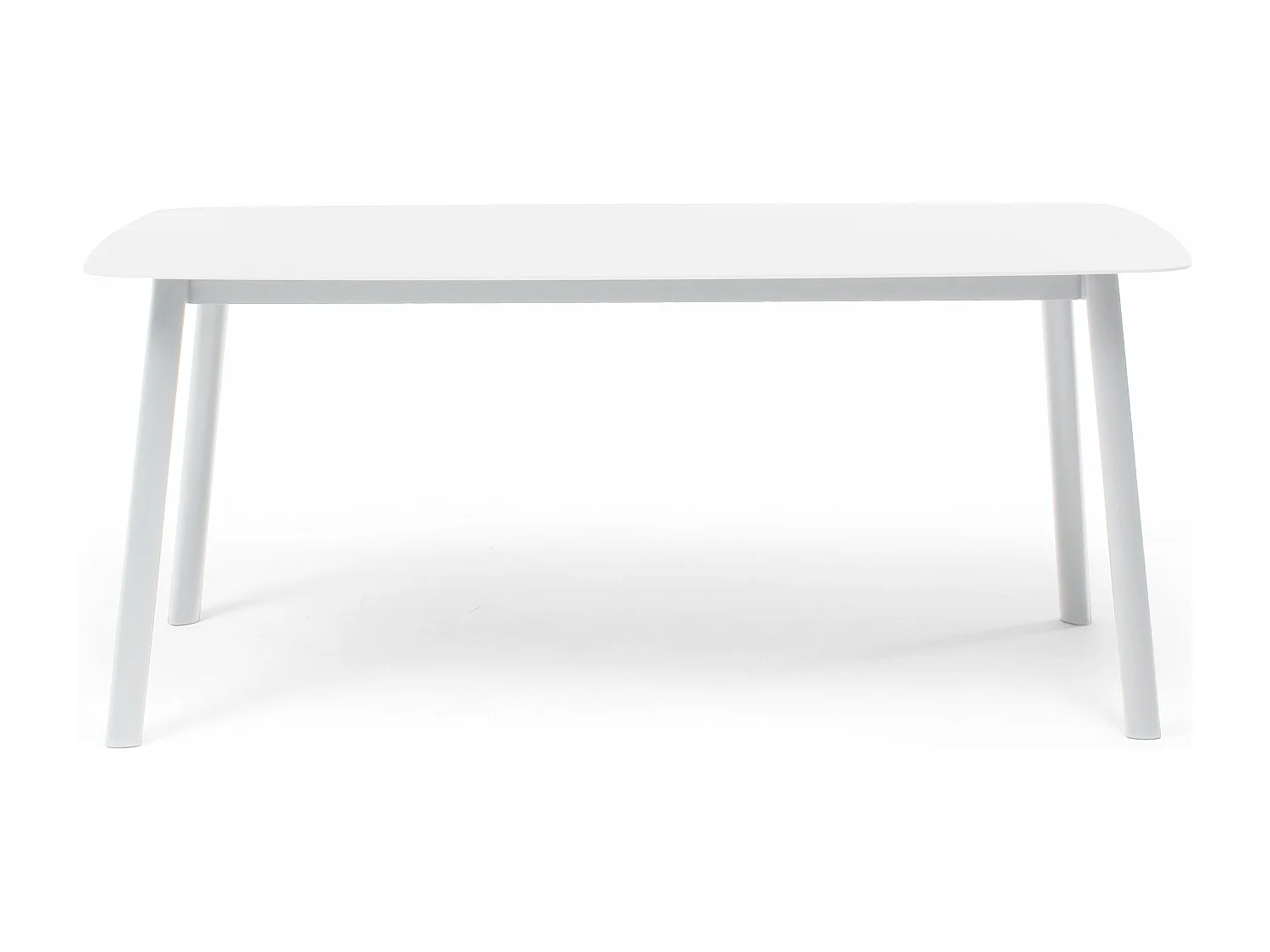 Table de terrasse rectangulaire en aluminium et pierre frittée blanc