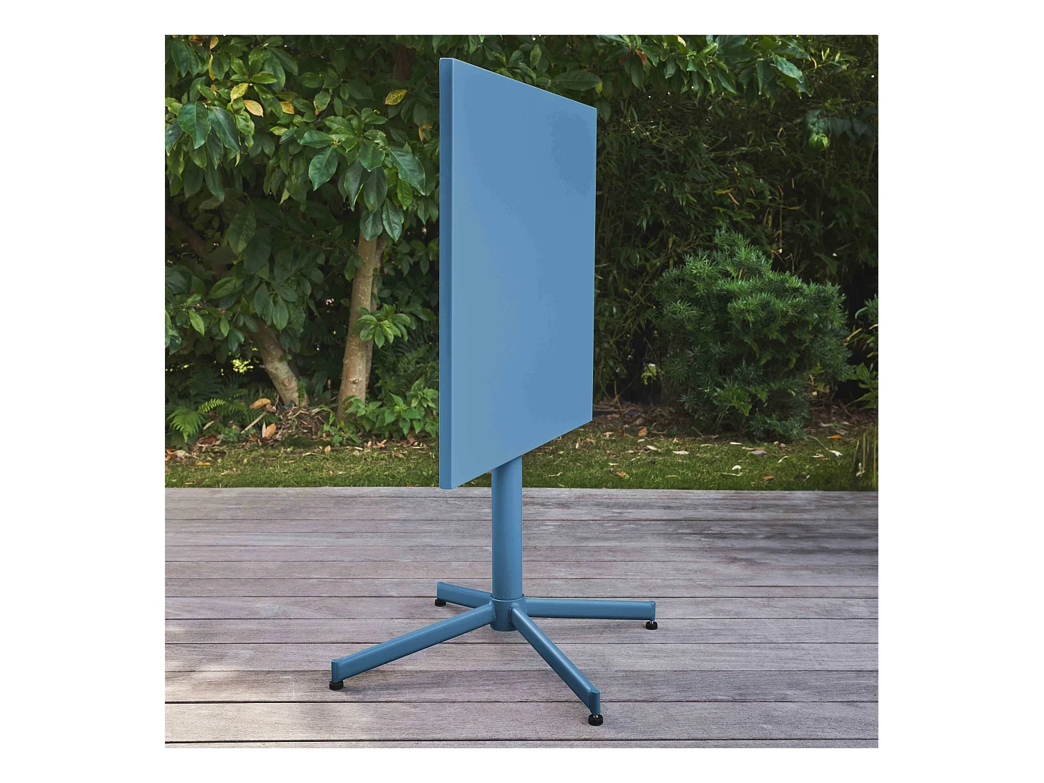 Vierkante bistro tuin tafel met verstelbaar blauw pacific stalen frame
