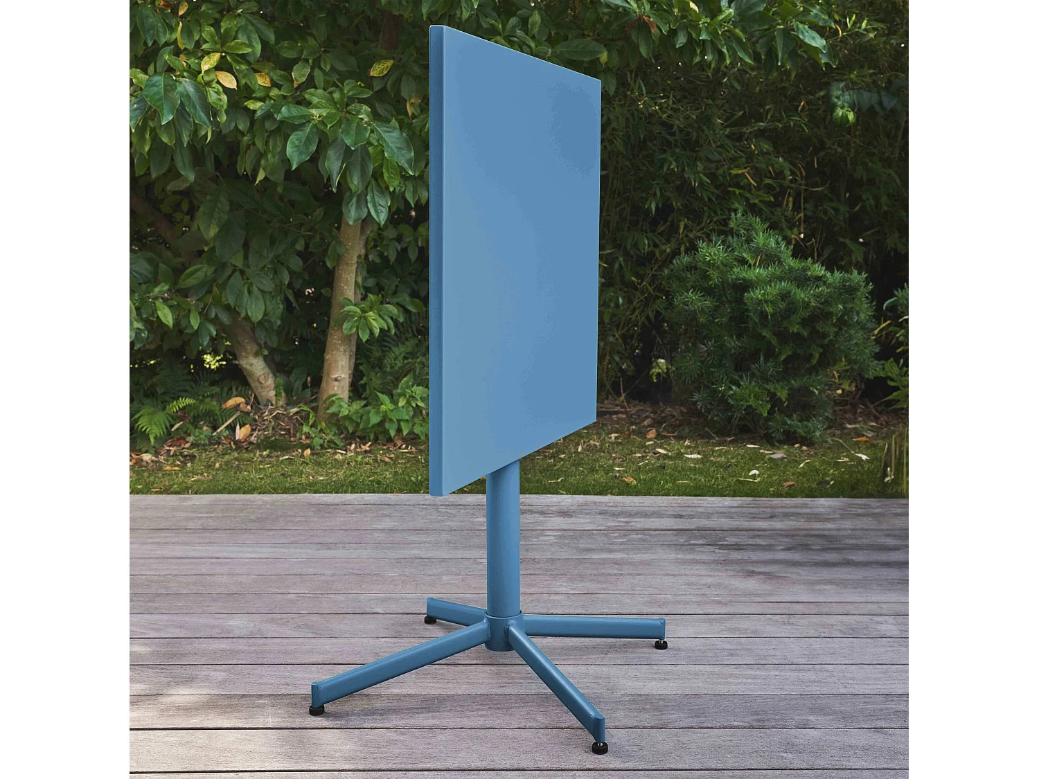 Table de jardin carrée bistro inclinable en acier bleu pacific  - Palavas