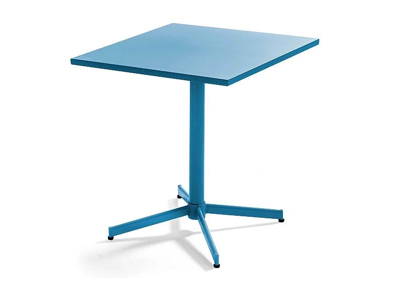Table de jardin carrée bistro inclinable en acier bleu pacific  - Palavas