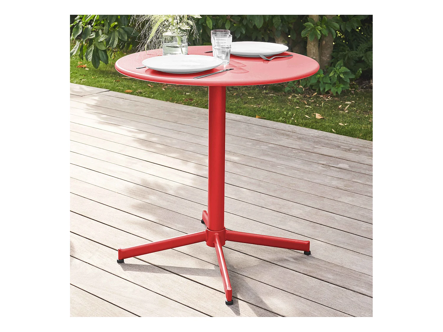 Rode inklapbare bistro ronde tuin tafel van staal