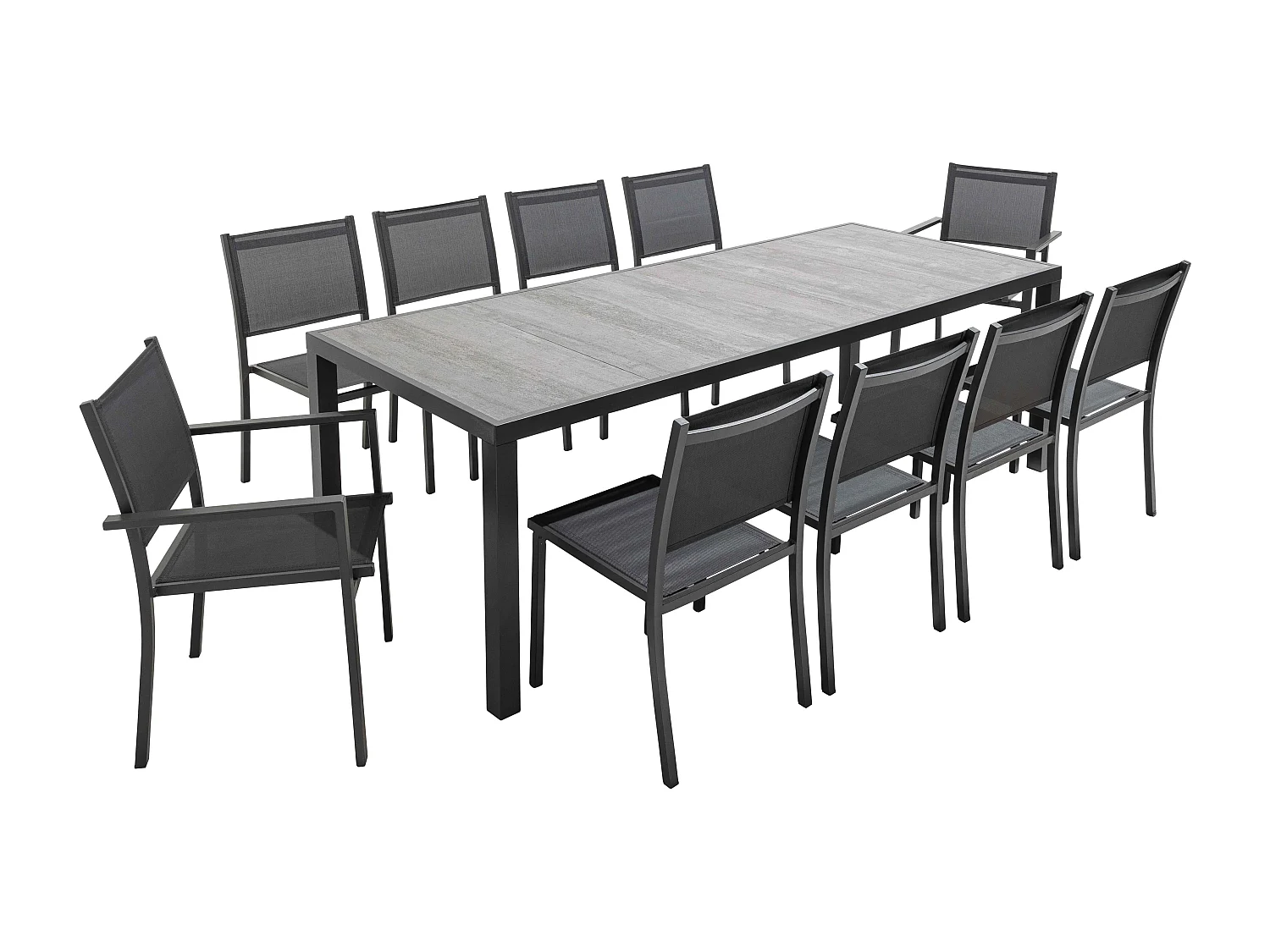 Table de jardin en aluminium et céramique 10 places effet béton - Tivoli