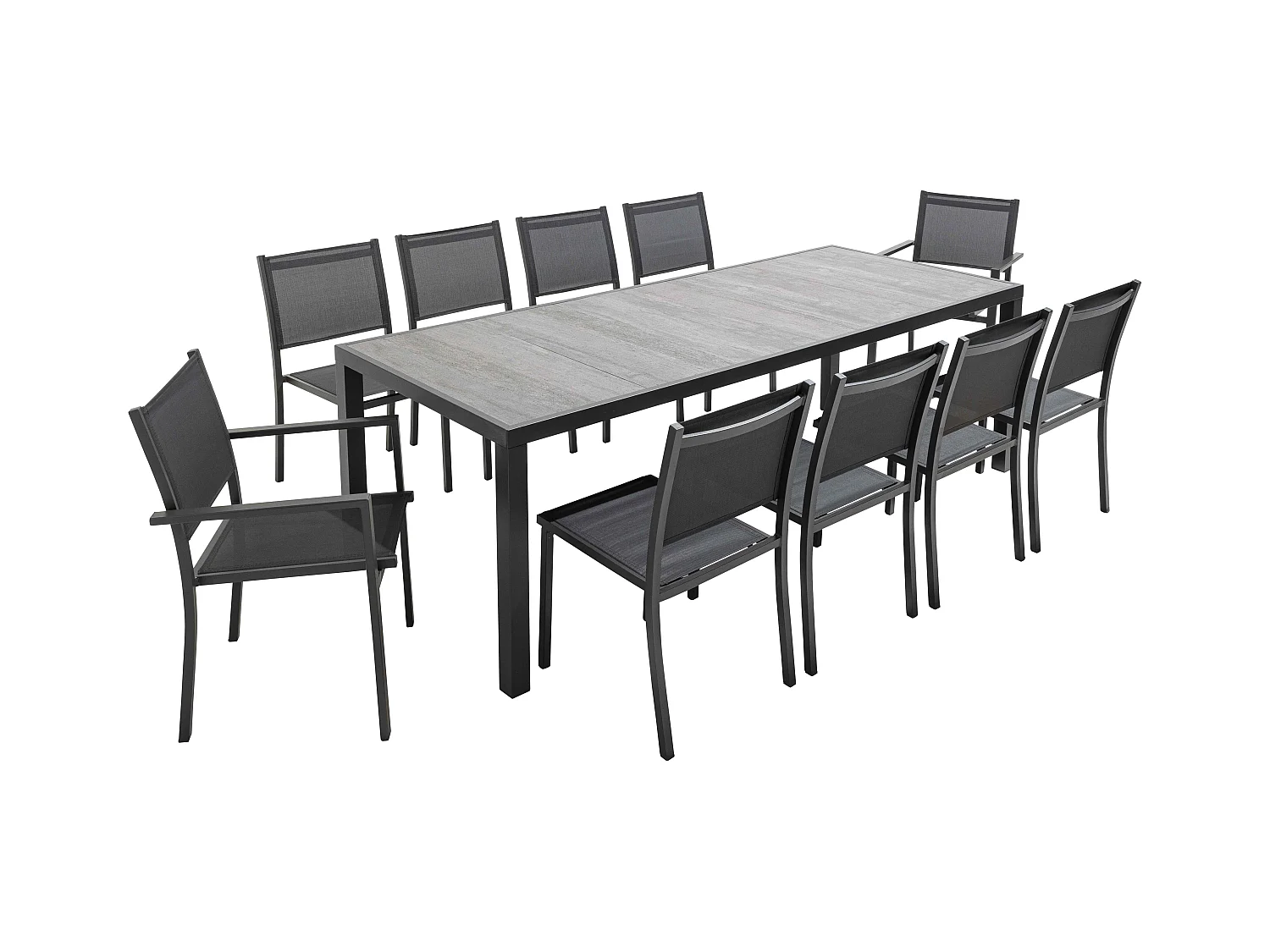 Tuintafel van en keramiek met 10 zitplaatsen in betoneffect