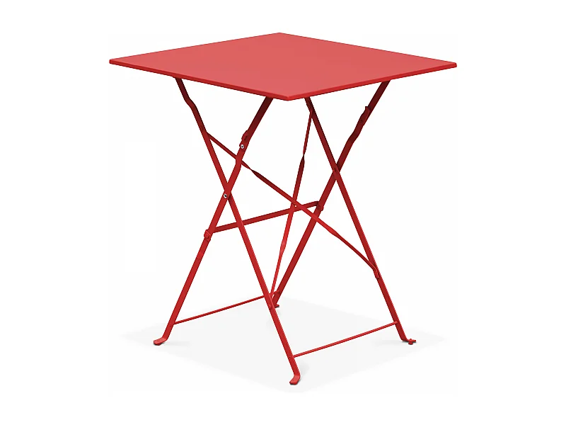 Table de jardin pliante bistrot en acier rouge