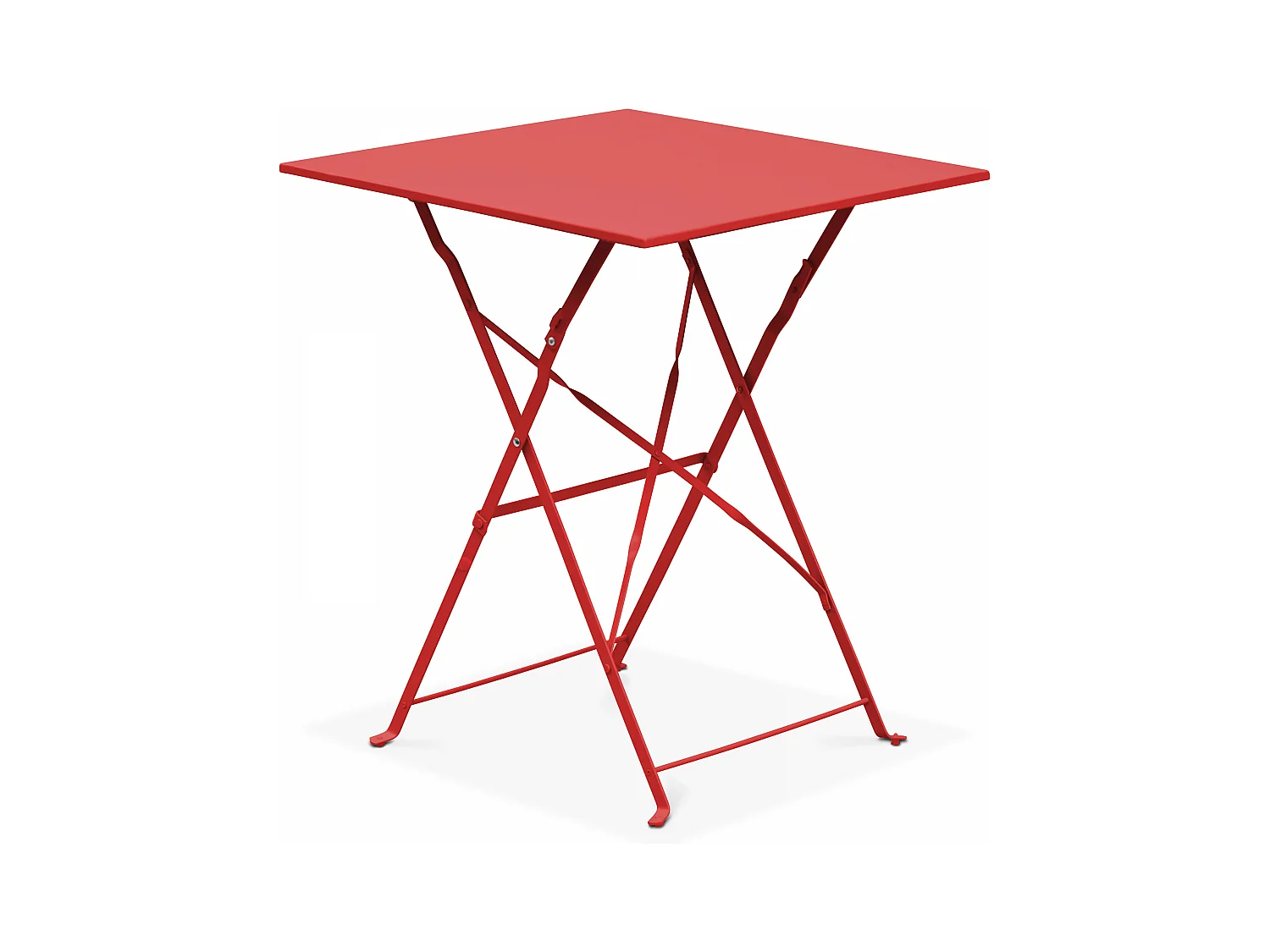 Table de jardin pliante bistrot en acier rouge
