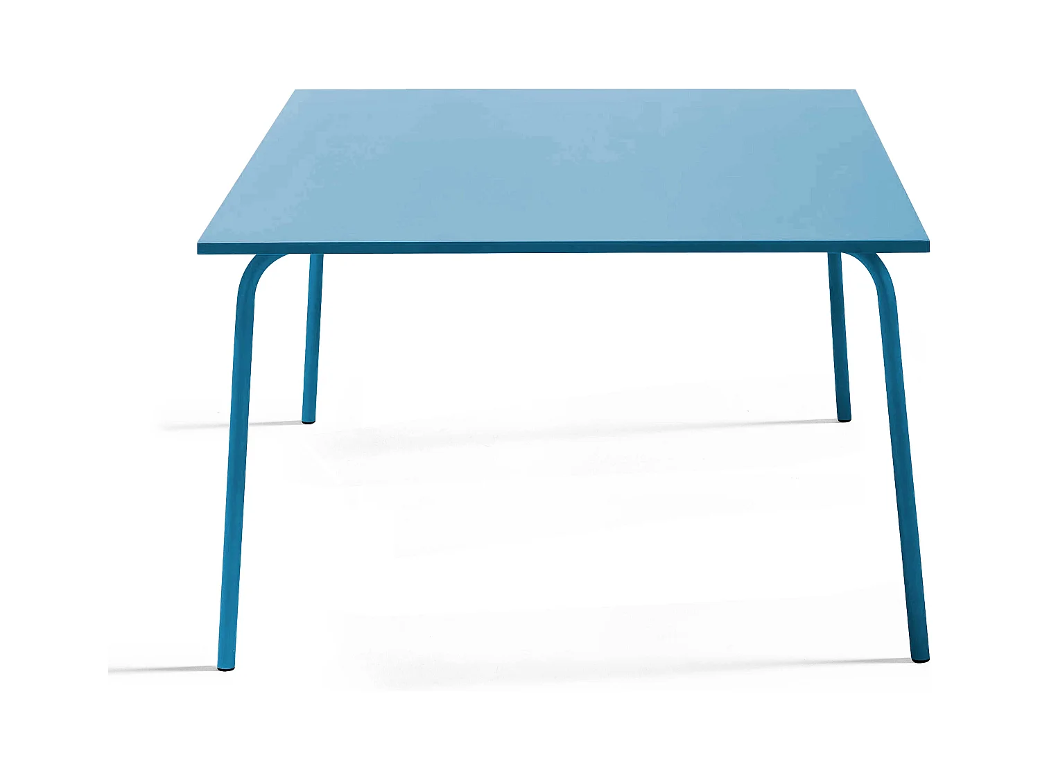 Vierkante tuin tafel van blauw pacifisch metaal