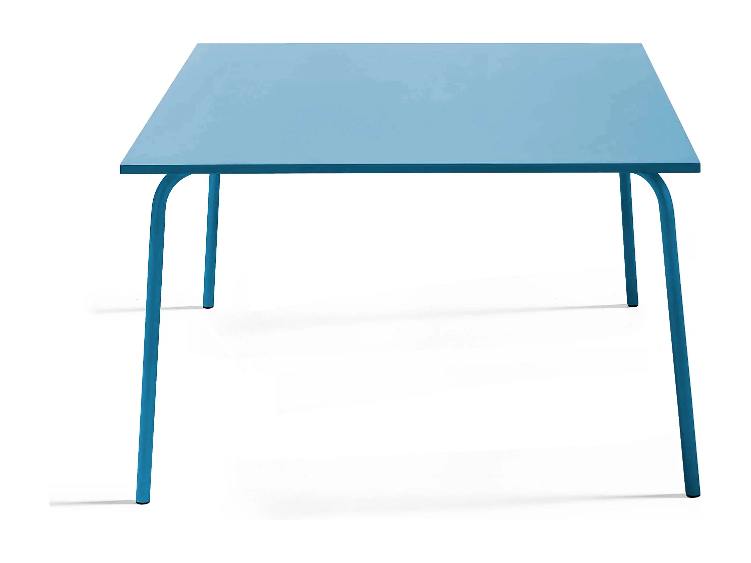 Vierkante tuin tafel van blauw pacifisch metaal