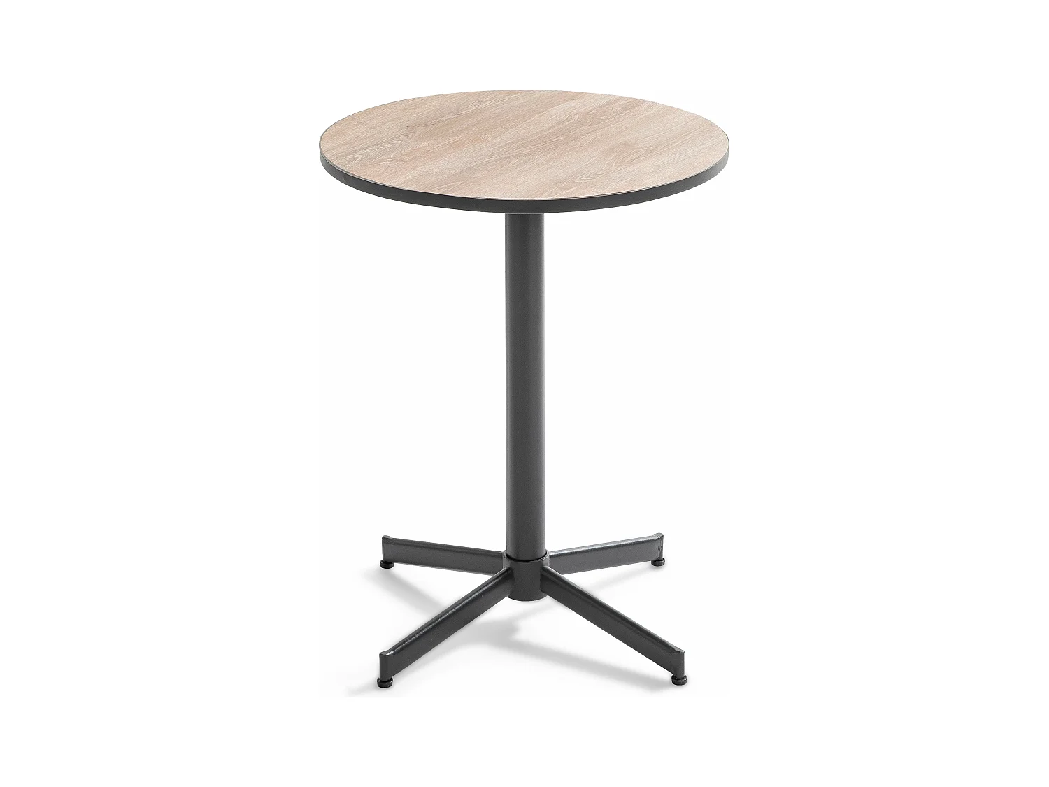 Table bistrot ronde en acier et céramique effet bois - Tivoli