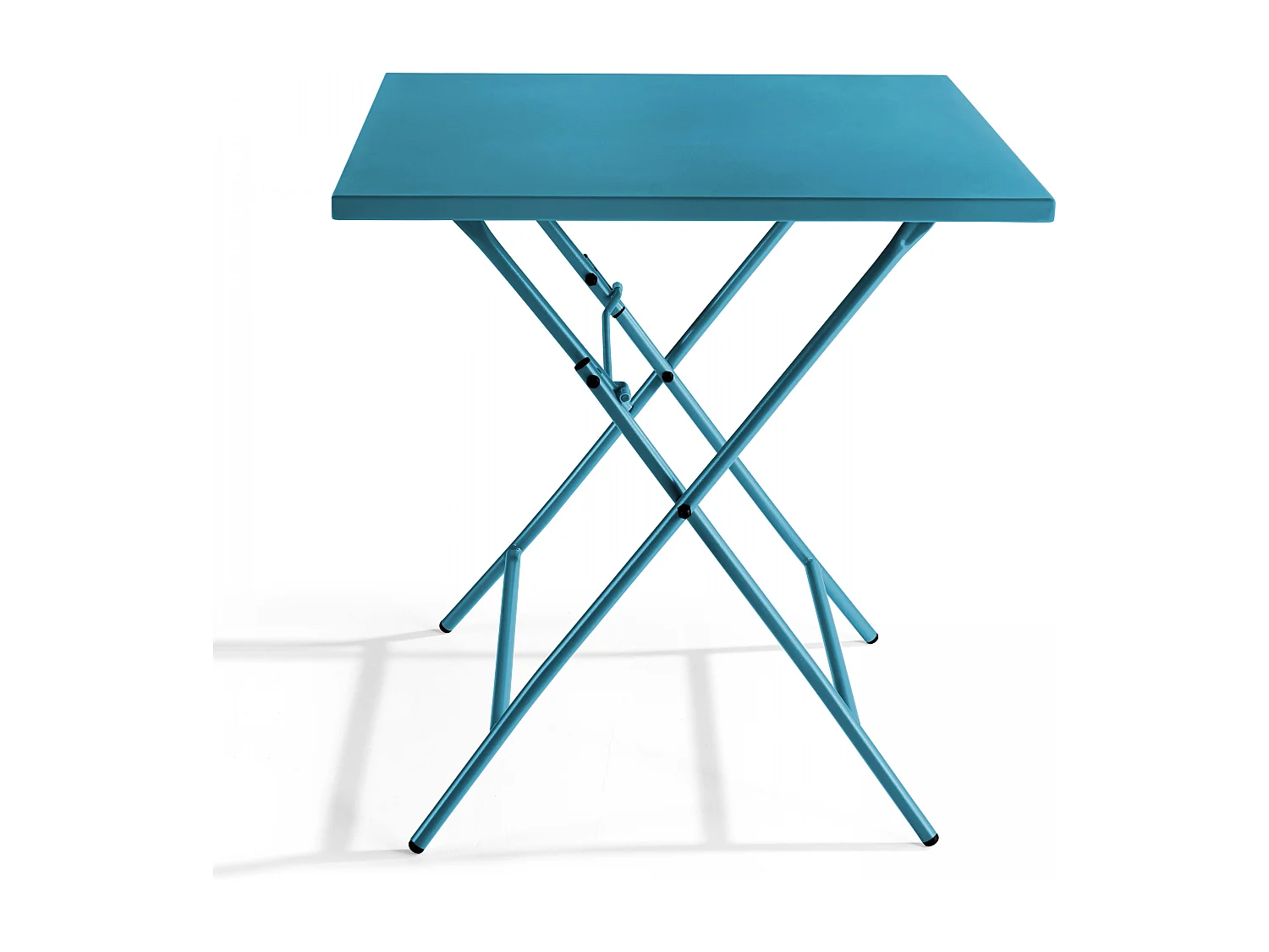Table de jardin pliante carrée en acier bleu pacific - Palavas