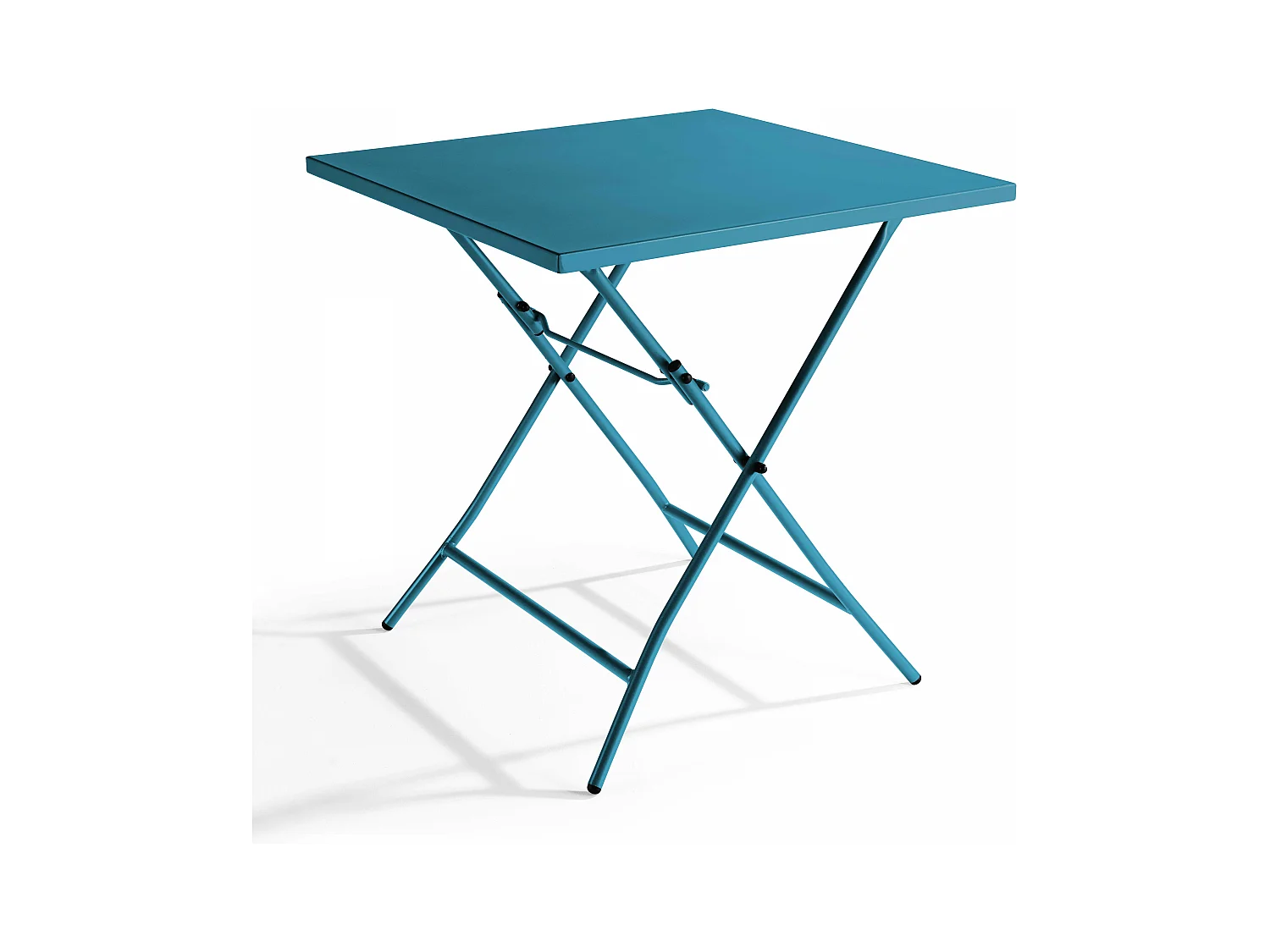 Table de jardin pliante carrée en acier bleu pacific - Palavas