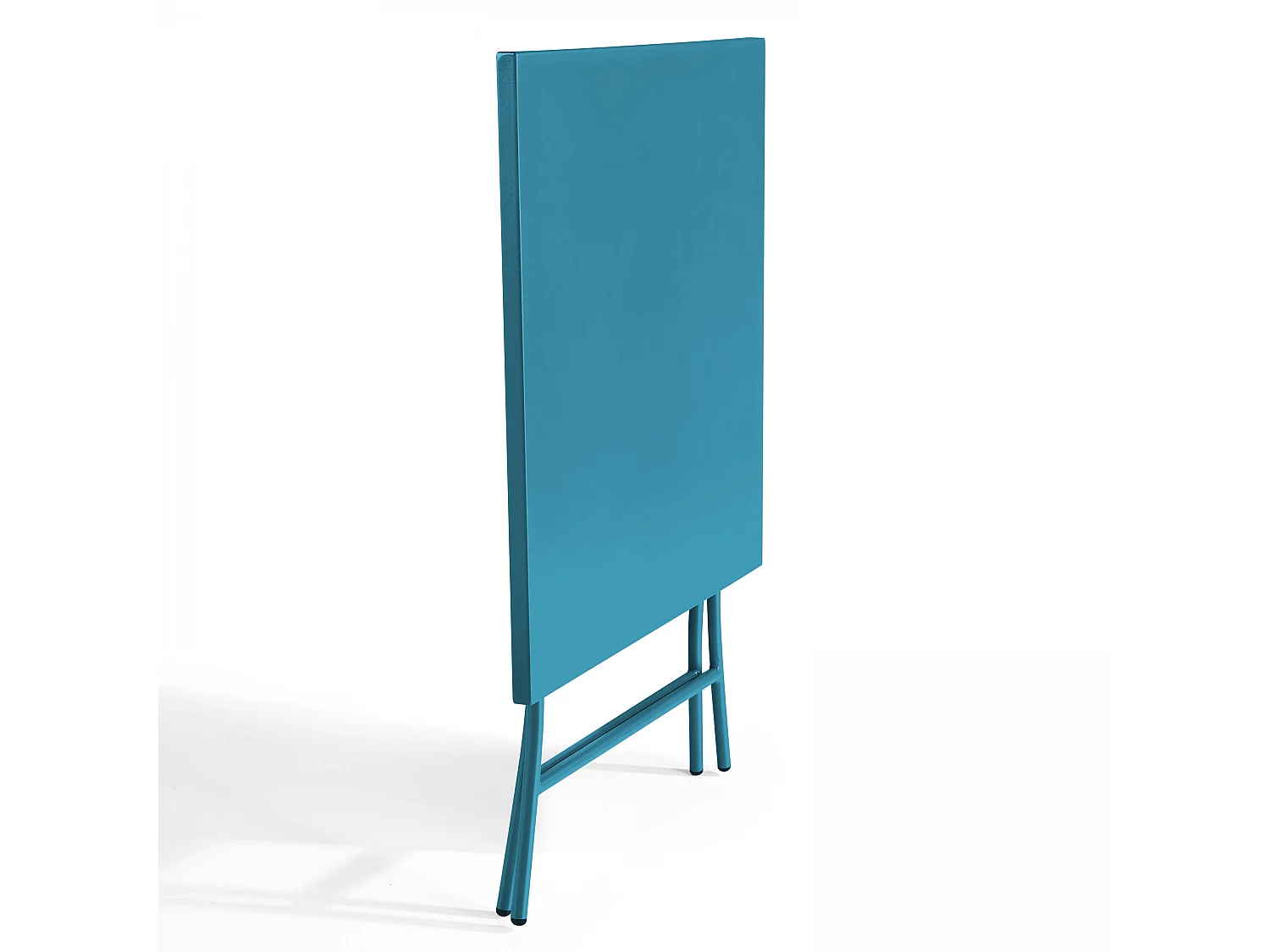 Table de jardin pliante carrée en acier bleu pacific - Palavas