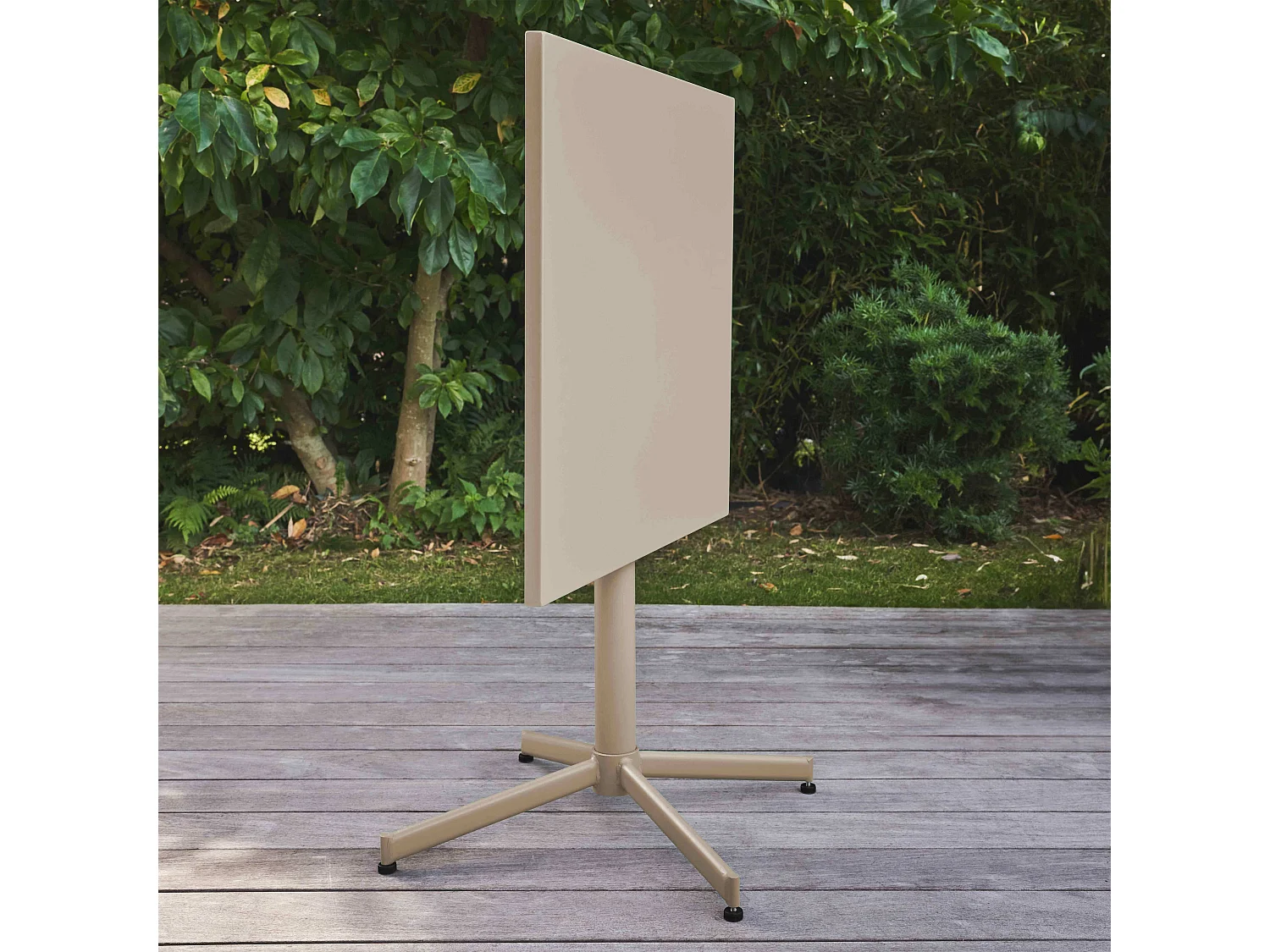 Table de jardin carrée bistro inclinable en acier taupe - Palavas