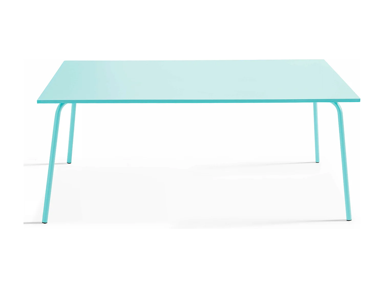 Rechthoekige tuin tafel van turquoise metaal, 120 cm