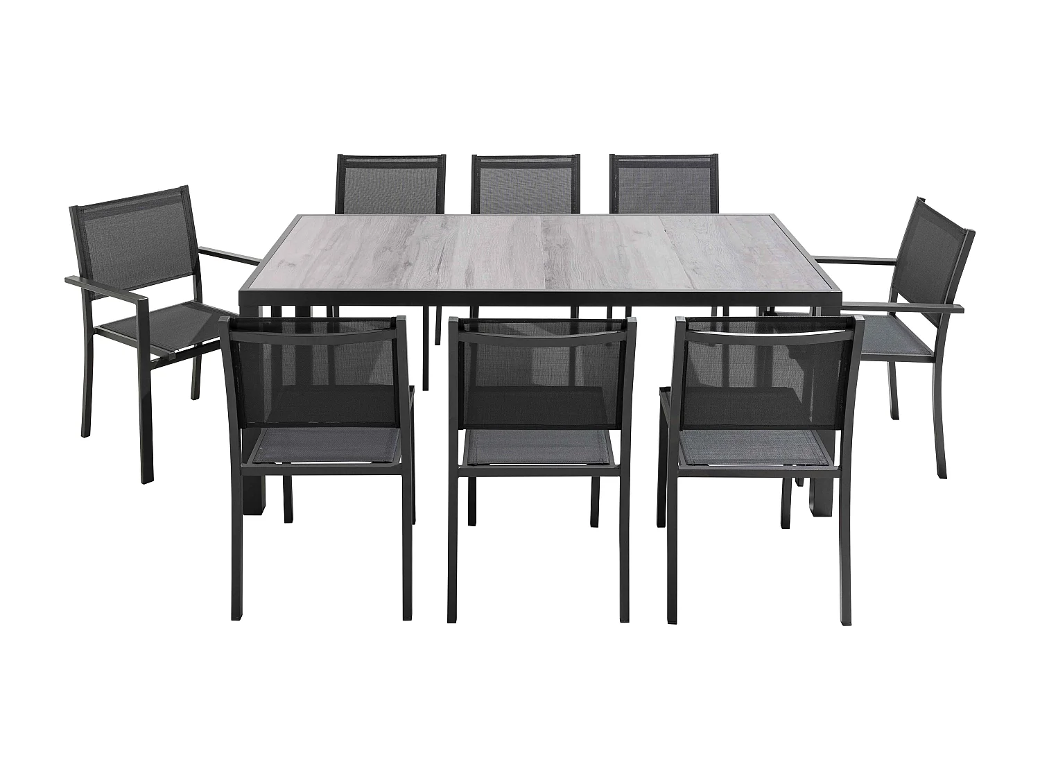 Tuintafel van en keramiek met een grijze houtlook