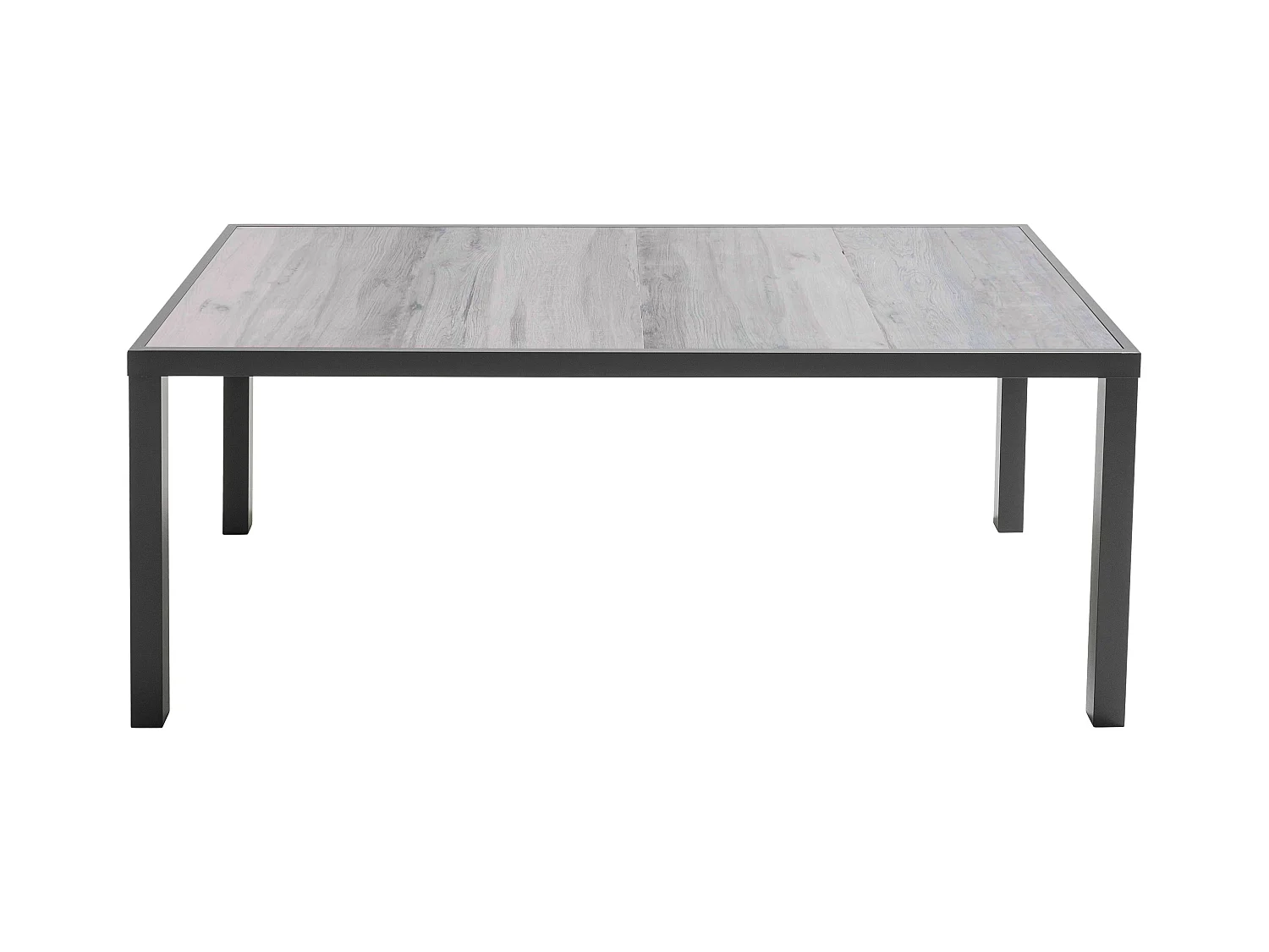 Table de jardin en aluminium et céramique effet bois grisé  - Tivoli