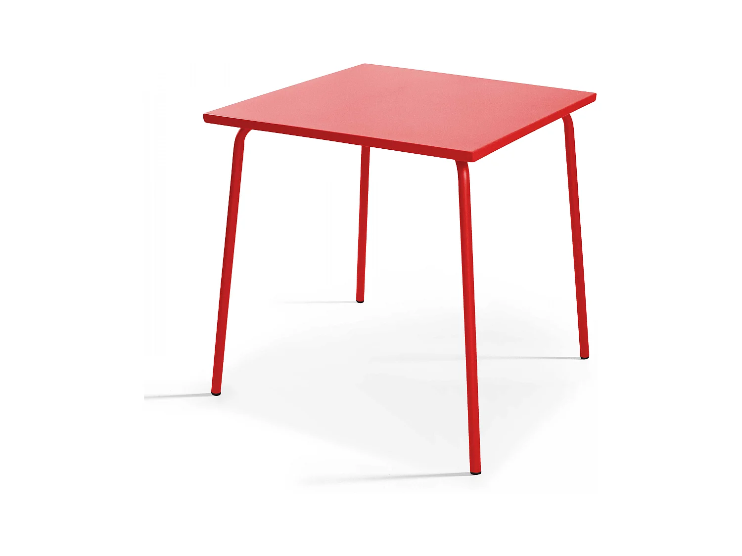 Table de jardin carrée en métal rouge - Palavas