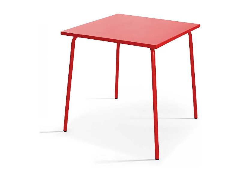 Table de jardin carrée en métal rouge - Palavas