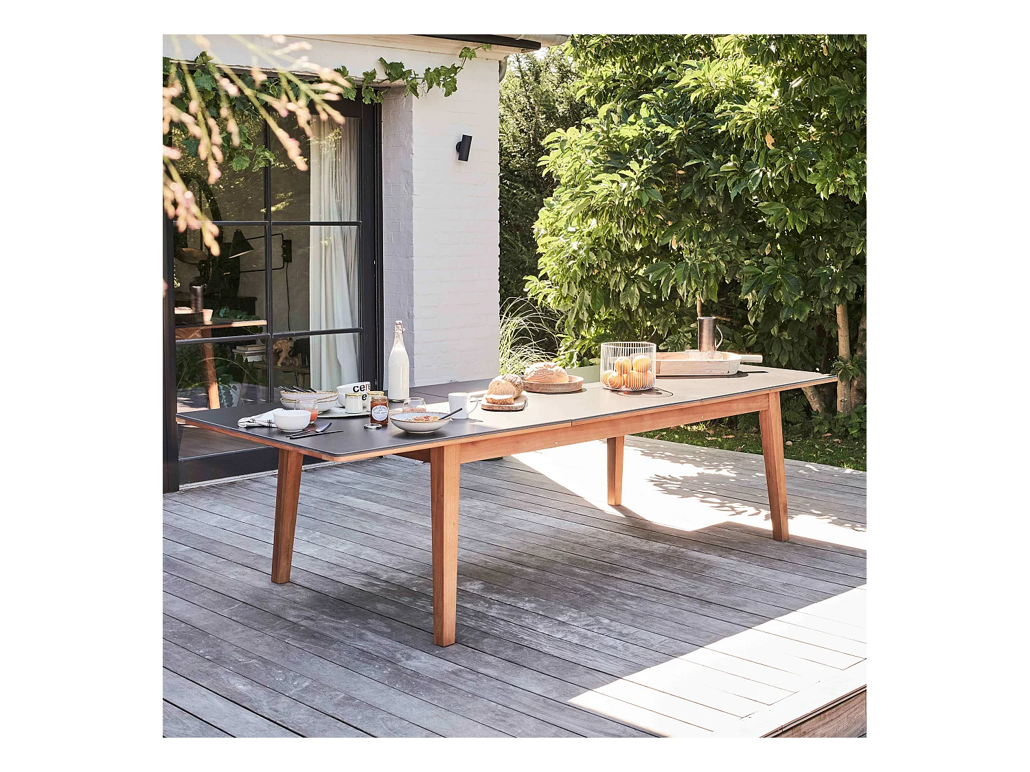 Table de jardin extensible en bois d'eucalyptus 180-240cm