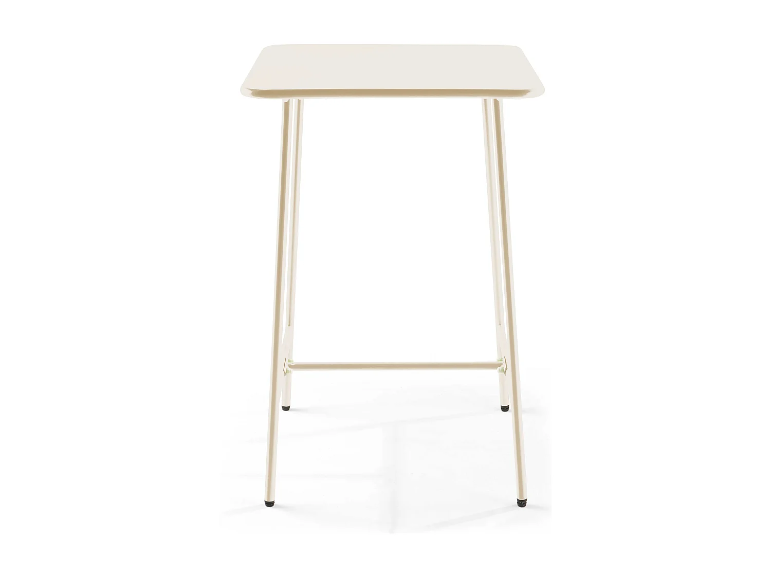 Table haute de jardin carrée en acier ivoire 70cm - Palavas
