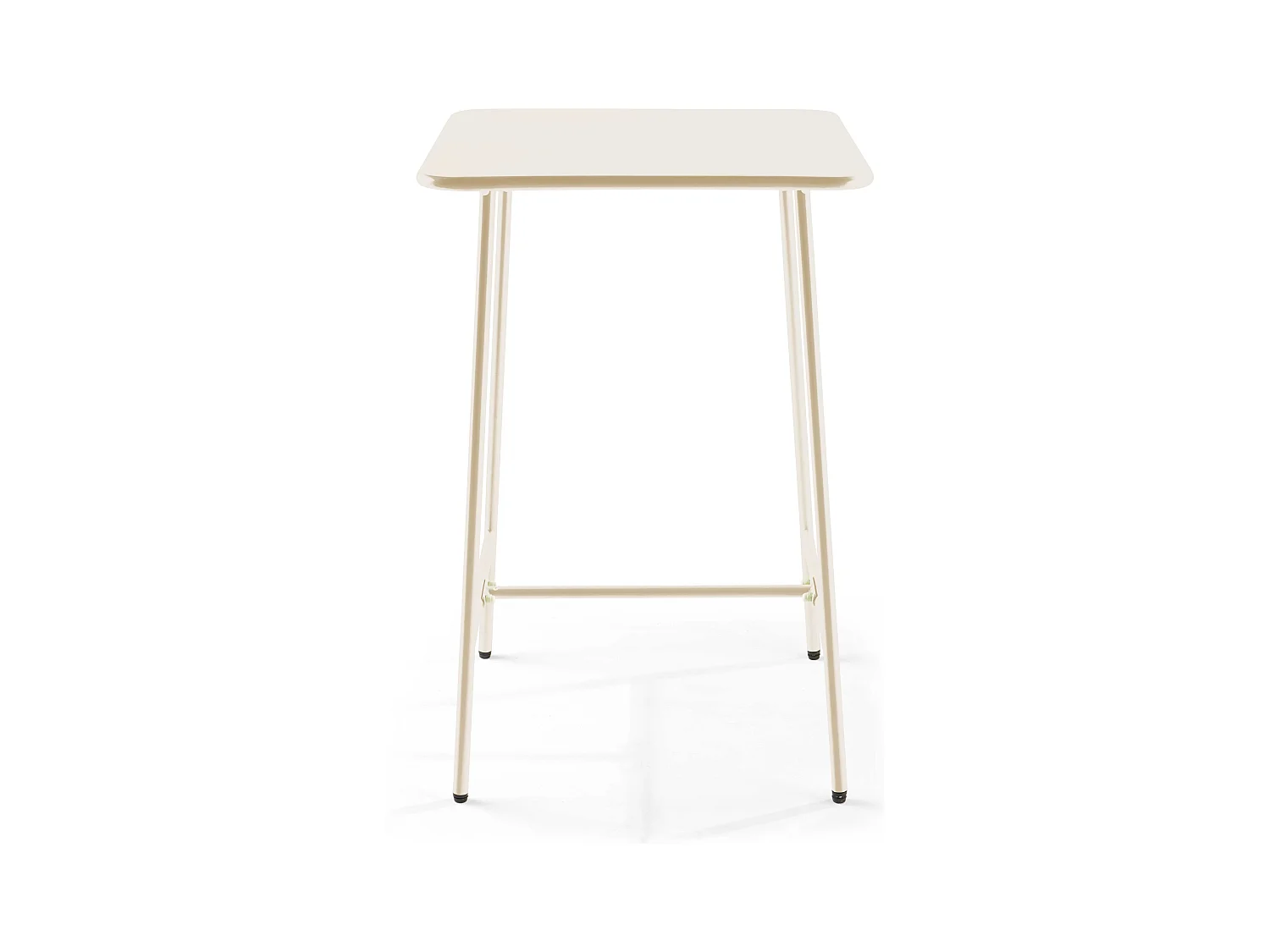 Table haute de jardin carrée en acier ivoire 70cm - Palavas