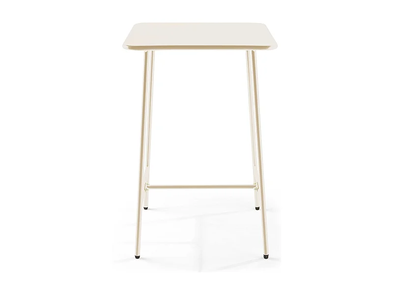 Hoge vierkante tuin tafel van ivoorkleurig staal, 70 cm