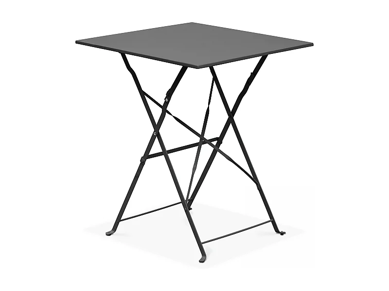 Table de jardin pliante bistrot en acier gris