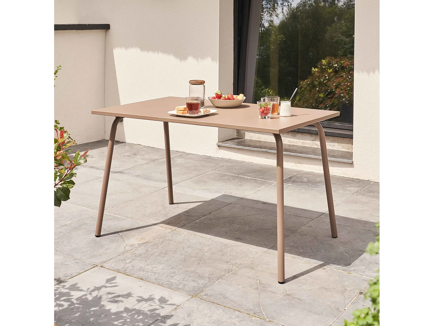 Table de jardin en acier taupe - Palavas