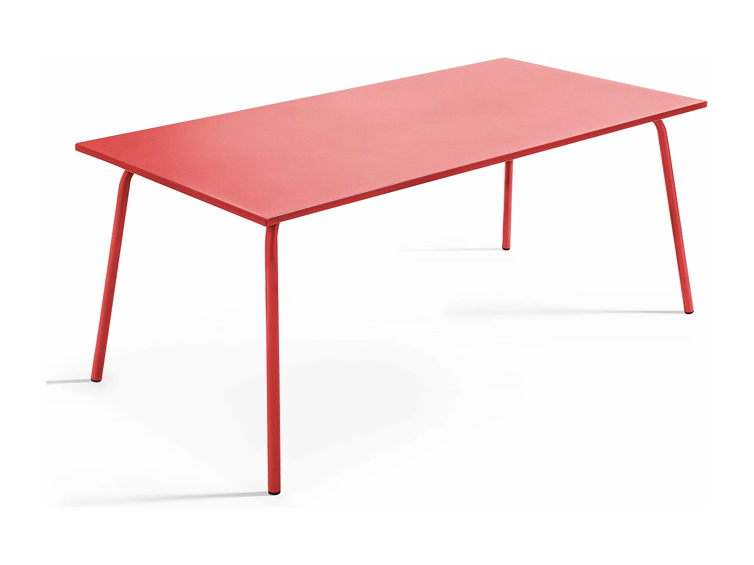 Rechthoekige tuin tafel van rood metaal