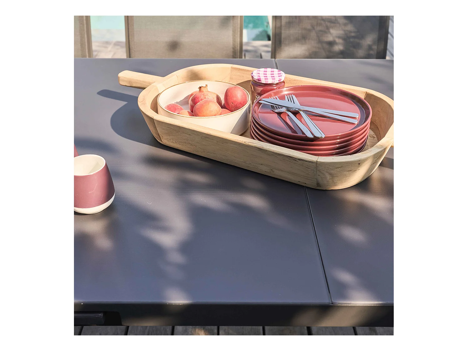 Tuintafel met verlengstuk in antracietgrijs voor 12 personen