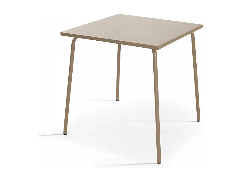 Table de jardin carrée en métal taupe - Palavas