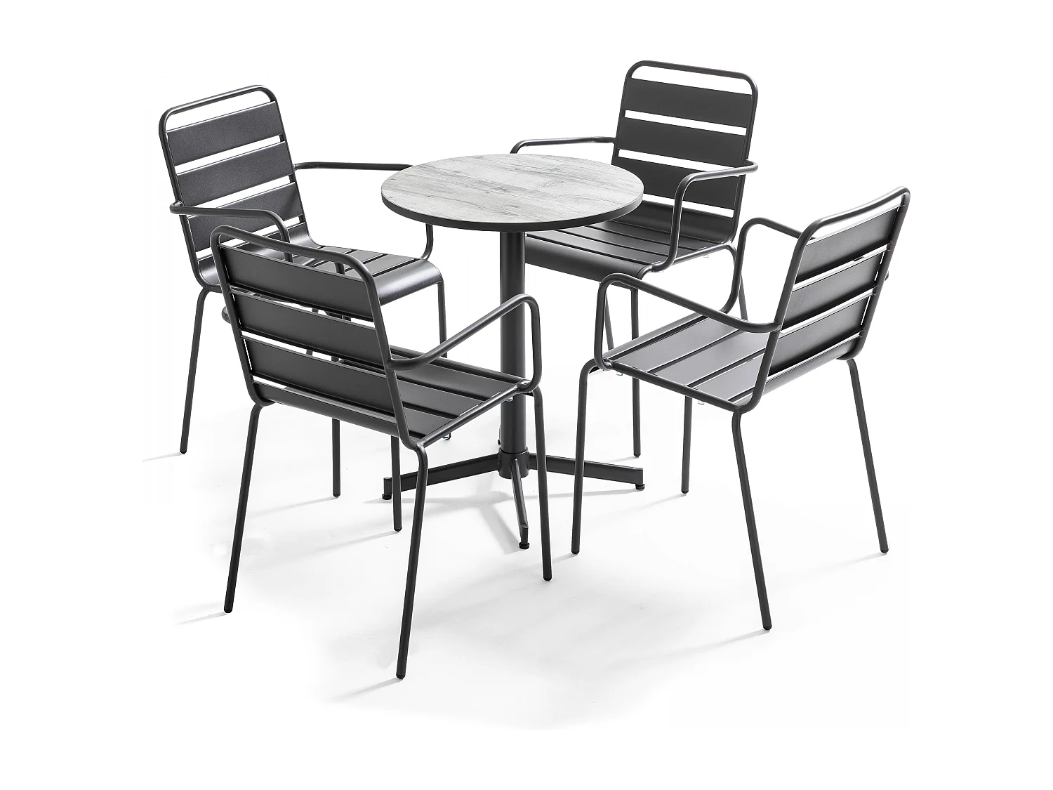 Table bistrot ronde en acier et céramique effet bois gris - Tivoli