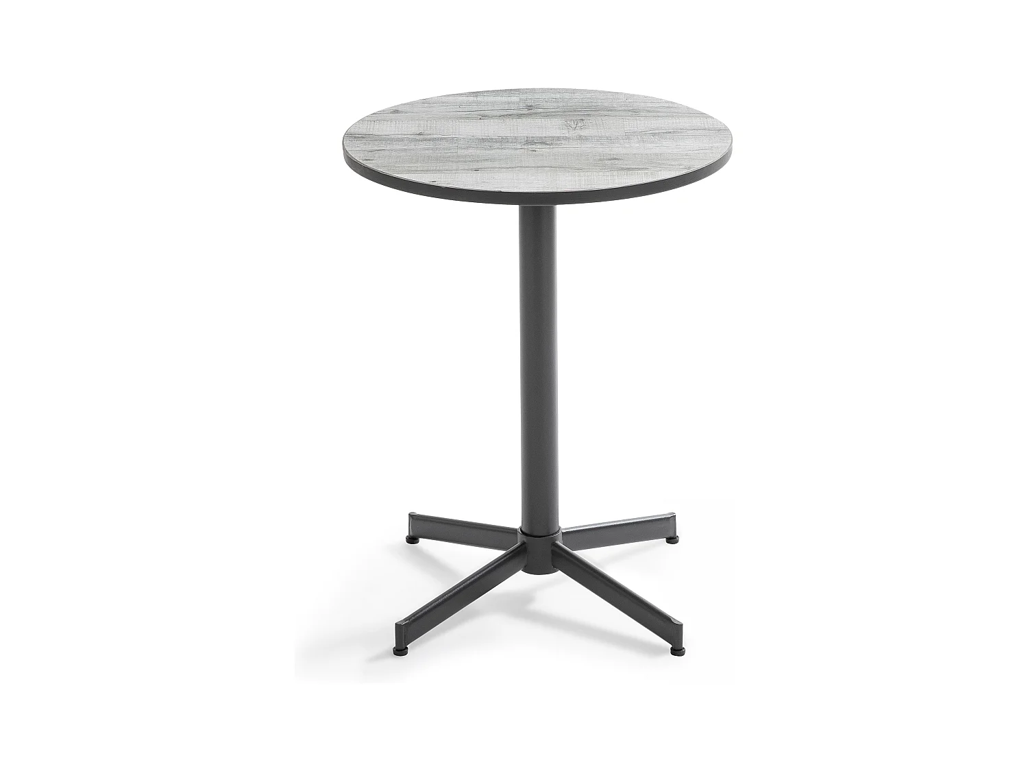 Table bistrot ronde en acier et céramique effet bois gris - Tivoli