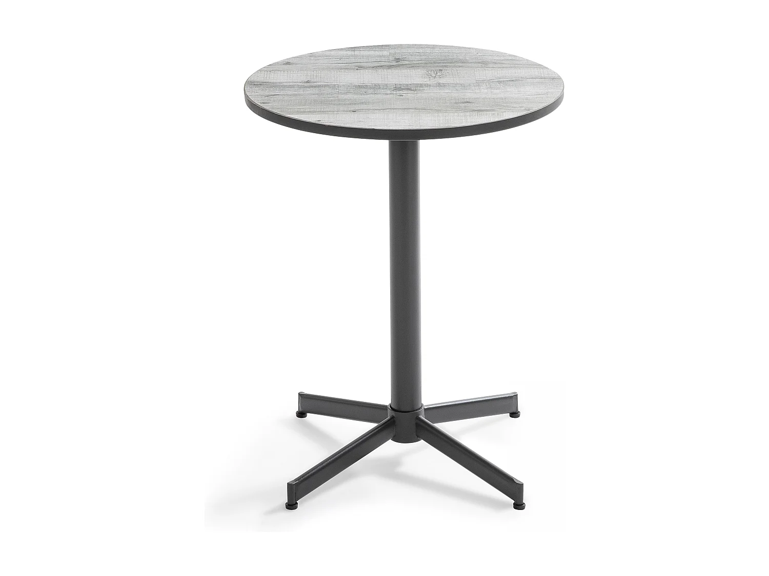 Table bistrot ronde en acier et céramique effet bois gris - Tivoli