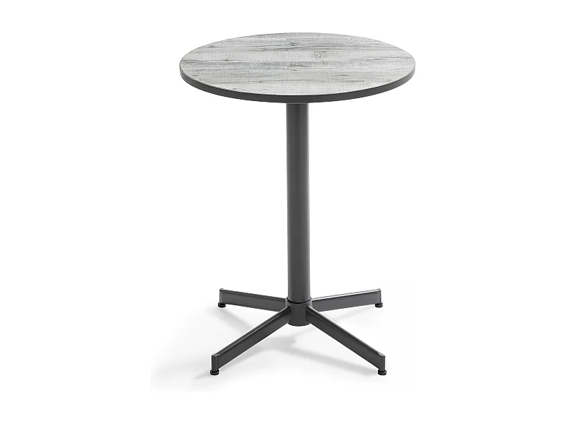 Table bistrot ronde en acier et céramique effet bois gris - Tivoli