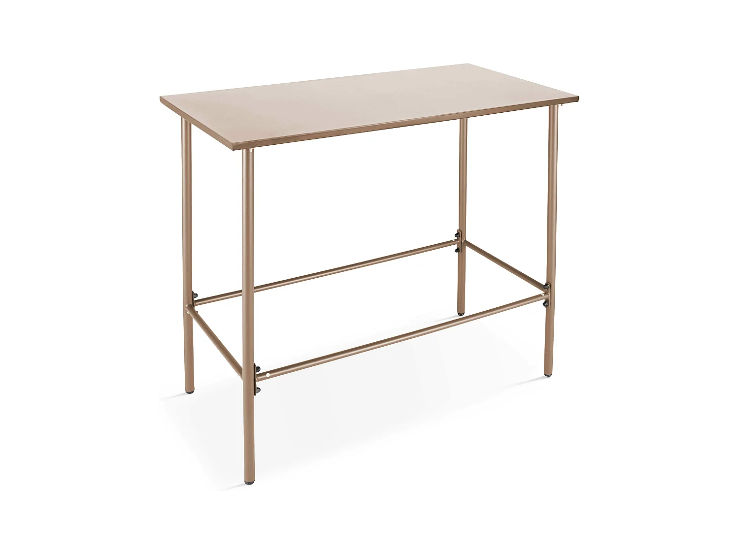 Table haute de jardin en métal taupe 120 cm - Palavas