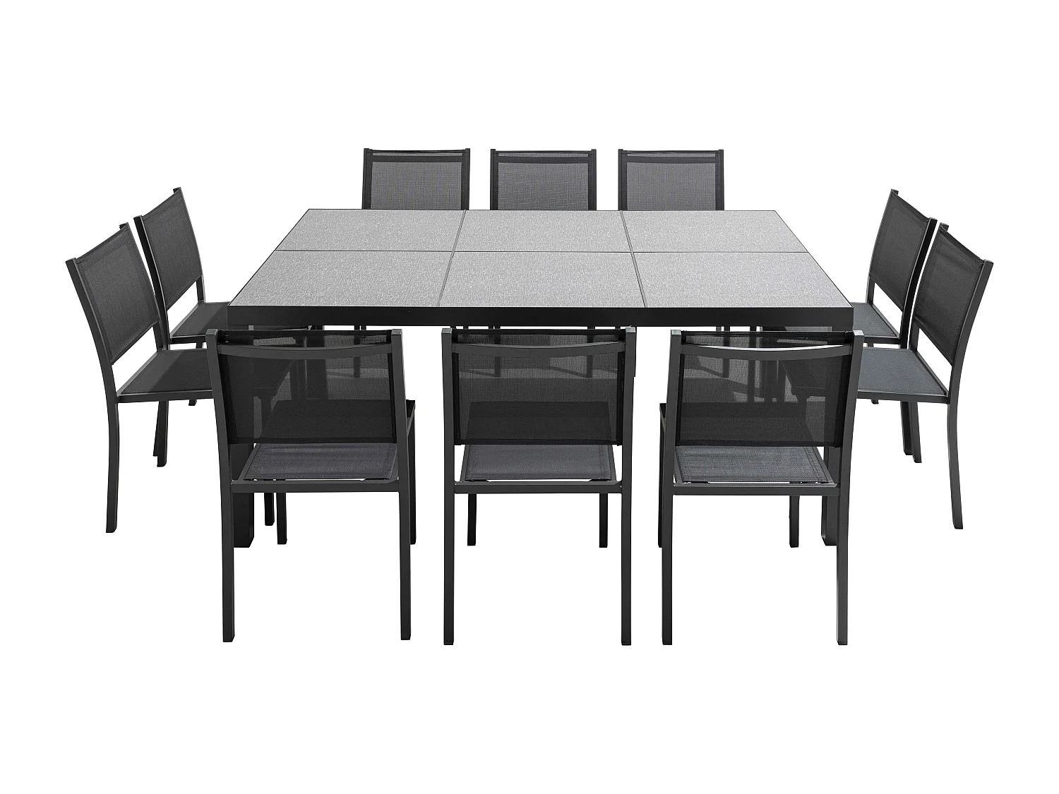Table de jardin 10 places en aluminium céramique gris - Tivoli