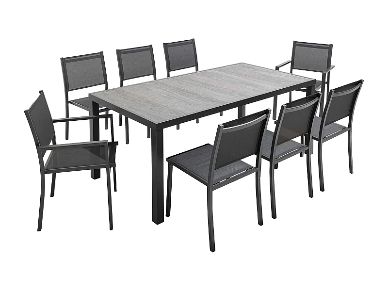 Salon de jardin en aluminium et céramique 8 places  - Tivoli