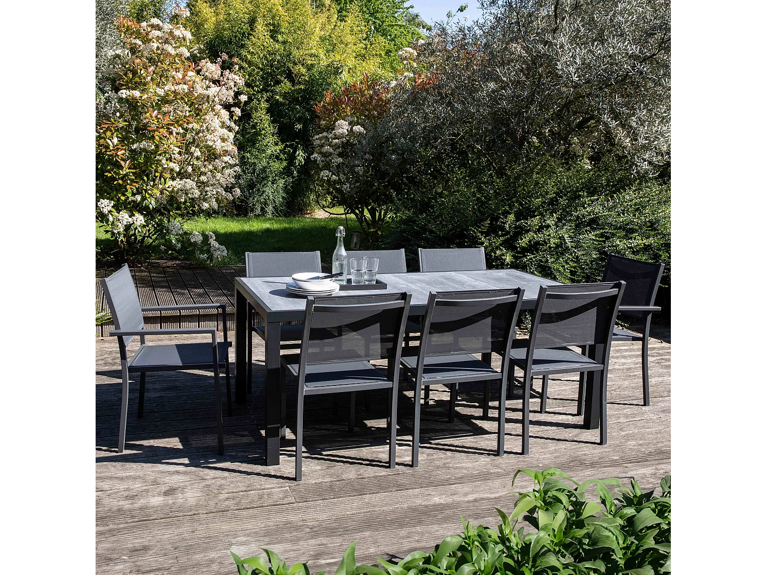 Salon de jardin en aluminium et céramique 8 places  - Tivoli